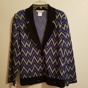 Misook XS black and purple Chevron cardigan jacket